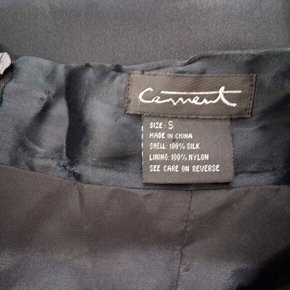 Cament VTG 90s 100% Silk Balloon Midi Skirt A Line Drawstring Black Lined SZ S - Picture 5 of 8